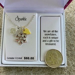 NIB "Sparkle" Genuine Crystal Fine Silver Plated Necklace